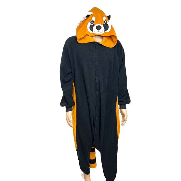 Funziez Men's Halloween Costume Red Panda/Raccoon L Black Orange by Silver Lilly - Picture 3 of 11